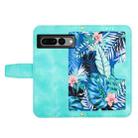 For Google Pixel 7 Pro Floral Pattern Leather Phone Case with Lanyard(Green) - 3