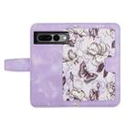 For Google Pixel 7 Pro Floral Pattern Leather Phone Case with Lanyard(Light Purple) - 3