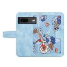 For Google Pixel 7 Floral Pattern Leather Phone Case with Lanyard(Light Blue) - 3