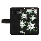 For Google Pixel 7 Floral Pattern Leather Phone Case with Lanyard(Black) - 3
