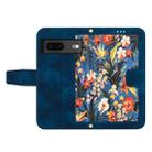 For Google Pixel 7 Floral Pattern Leather Phone Case with Lanyard(Dark Blue) - 3