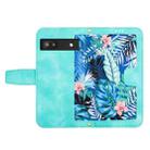 For Google Pixel 6a Floral Pattern Leather Phone Case with Lanyard(Green) - 3