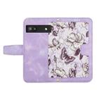 For Google Pixel 6a Floral Pattern Leather Phone Case with Lanyard(Light Purple) - 3