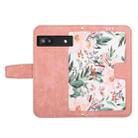 For Google Pixel 6a Floral Pattern Leather Phone Case with Lanyard(Pink) - 3