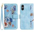 For Sony Xperia 10 VI Floral Pattern Leather Phone Case with Lanyard(Light Blue) - 1