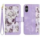 For Sony Xperia 10 VI Floral Pattern Leather Phone Case with Lanyard(Light Purple) - 1