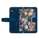 For Sony Xperia 10 VI Floral Pattern Leather Phone Case with Lanyard(Dark Blue) - 3