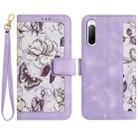 For Sony Xperia 10 V Floral Pattern Leather Phone Case with Lanyard(Light Purple) - 1