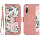 For Sony Xperia 10 V Floral Pattern Leather Phone Case with Lanyard(Pink) - 1