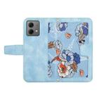 For Motorola Moto G84 Floral Pattern Leather Phone Case with Lanyard(Light Blue) - 3