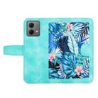 For Motorola Moto G84 Floral Pattern Leather Phone Case with Lanyard(Green) - 3