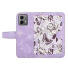 For Motorola Moto G84 Floral Pattern Leather Phone Case with Lanyard(Light Purple) - 3