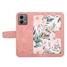 For Motorola Moto G84 Floral Pattern Leather Phone Case with Lanyard(Pink) - 3