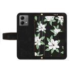 For Motorola Moto G84 Floral Pattern Leather Phone Case with Lanyard(Black) - 3