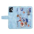 For Motorola Moto G54 Floral Pattern Leather Phone Case with Lanyard(Light Blue) - 3