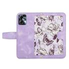 For Motorola Moto G54 Floral Pattern Leather Phone Case with Lanyard(Light Purple) - 3