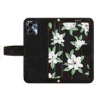 For Motorola Moto G54 Floral Pattern Leather Phone Case with Lanyard(Black) - 3