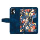 For Motorola Moto G54 Floral Pattern Leather Phone Case with Lanyard(Dark Blue) - 3