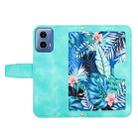 For Motorola Moto G34 Floral Pattern Leather Phone Case with Lanyard(Green) - 3