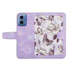 For Motorola Moto G34 Floral Pattern Leather Phone Case with Lanyard(Light Purple) - 3
