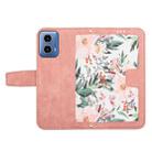 For Motorola Moto G34 Floral Pattern Leather Phone Case with Lanyard(Pink) - 3