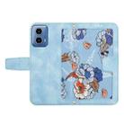 For Motorola Moto G24 Floral Pattern Leather Phone Case with Lanyard(Light Blue) - 3