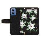 For Motorola Moto G24 Floral Pattern Leather Phone Case with Lanyard(Black) - 3
