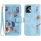 For Motorola Moto G14 Floral Pattern Leather Phone Case with Lanyard(Light Blue) - 1