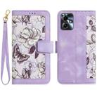 For Motorola Moto G14 Floral Pattern Leather Phone Case with Lanyard(Light Purple) - 1