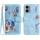 For Motorola Moto G05 Floral Pattern Leather Phone Case with Lanyard(Light Blue) - 1