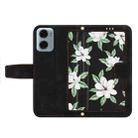 For Motorola Moto G05 Floral Pattern Leather Phone Case with Lanyard(Black) - 3
