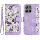 For Motorola Moto G 5G 2025 Floral Pattern Leather Phone Case with Lanyard(Light Purple) - 1