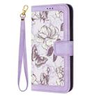 For Motorola Moto G 5G 2025 Floral Pattern Leather Phone Case with Lanyard(Light Purple) - 2