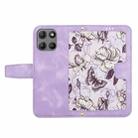 For Motorola Moto G 5G 2025 Floral Pattern Leather Phone Case with Lanyard(Light Purple) - 3