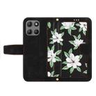For Motorola Moto G 5G 2025 Floral Pattern Leather Phone Case with Lanyard(Black) - 3