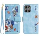 For Motorola Moto G Play 2025 Floral Pattern Leather Phone Case with Lanyard(Light Blue) - 1
