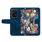 For Honor 200 Lite Global Floral Pattern Leather Phone Case with Lanyard(Dark Blue) - 3