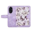 For Honor 200 Pro Floral Pattern Leather Phone Case with Lanyard(Light Purple) - 3