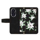 For Honor 200 Pro Floral Pattern Leather Phone Case with Lanyard(Black) - 3