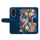 For Honor 200 Pro Floral Pattern Leather Phone Case with Lanyard(Dark Blue) - 3