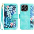 For Honor 200 Smart Floral Pattern Leather Phone Case with Lanyard(Green) - 1