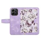 For Honor 200 Smart Floral Pattern Leather Phone Case with Lanyard(Light Purple) - 3