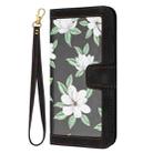 For Honor 200 Smart Floral Pattern Leather Phone Case with Lanyard(Black) - 2