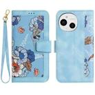 For Sharp Aquos Sense9 Floral Pattern Leather Phone Case with Lanyard(Light Blue) - 1