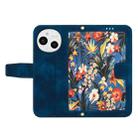 For Sharp Aquos Sense9 Floral Pattern Leather Phone Case with Lanyard(Dark Blue) - 3