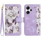 For Redmi Note 13 Pro+ Floral Pattern Leather Phone Case with Lanyard(Light Purple) - 1