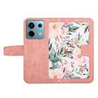 For Redmi Note 13 5G Floral Pattern Leather Phone Case with Lanyard(Pink) - 3