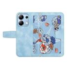 For Redmi Note 13 4G Floral Pattern Leather Phone Case with Lanyard(Light Blue) - 3