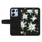 For Redmi Note 13 4G Floral Pattern Leather Phone Case with Lanyard(Black) - 3