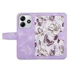 For Redmi Note 14 5G Floral Pattern Leather Phone Case with Lanyard(Light Purple) - 3